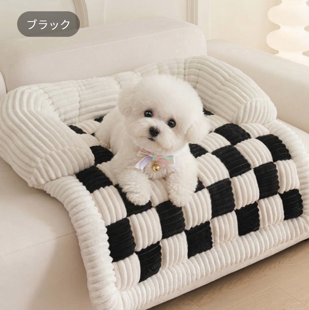 【全2色】愛犬の眠りに寄り添う チェックベッド